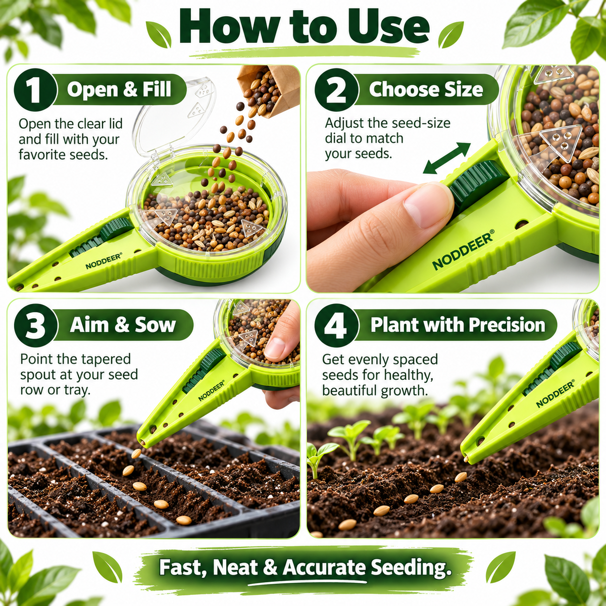 NODDEER® SeedDrop Precision Garden Seed Dispenser Tool
