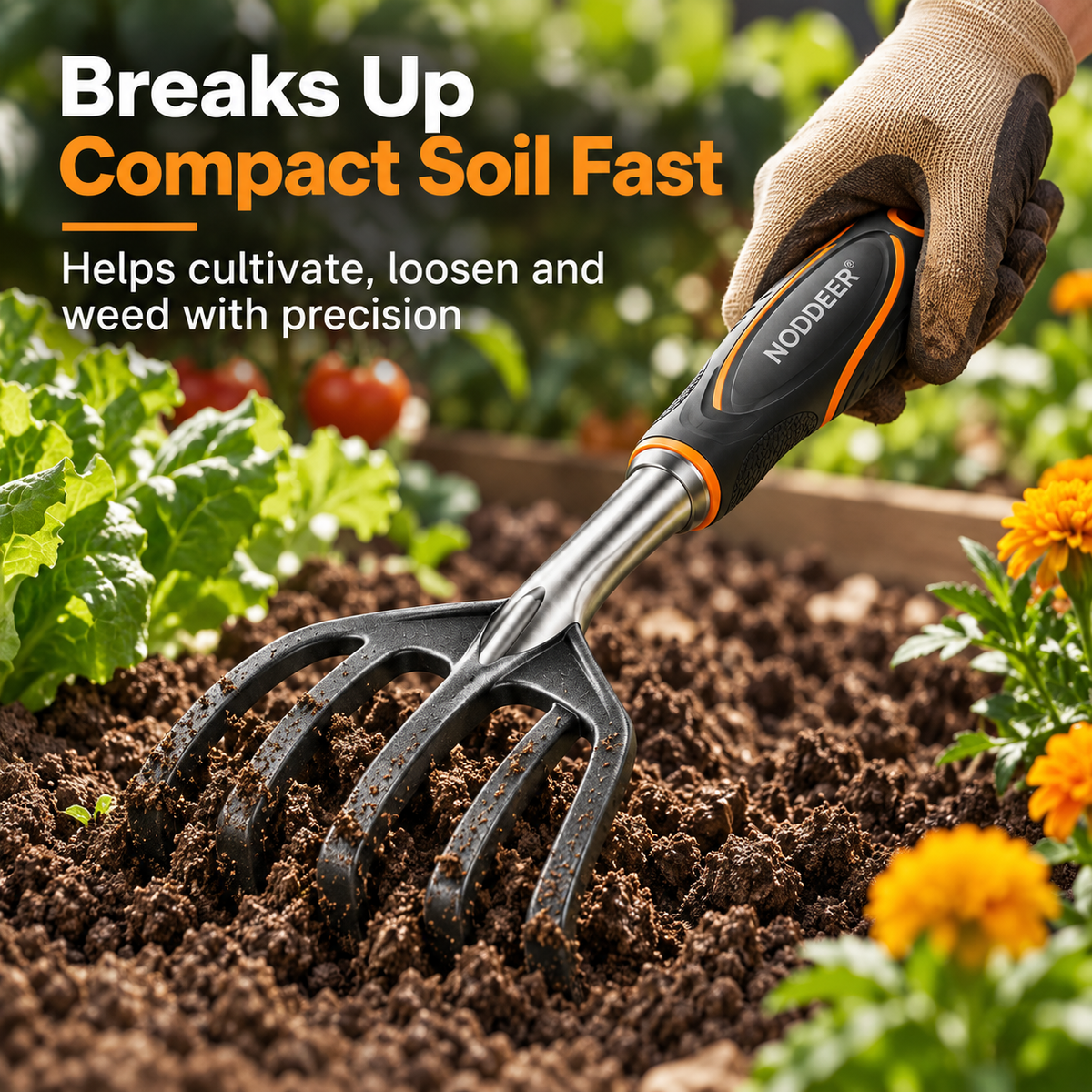 NODDEER® SoilClaw Handheld Garden Cultivator & Rake