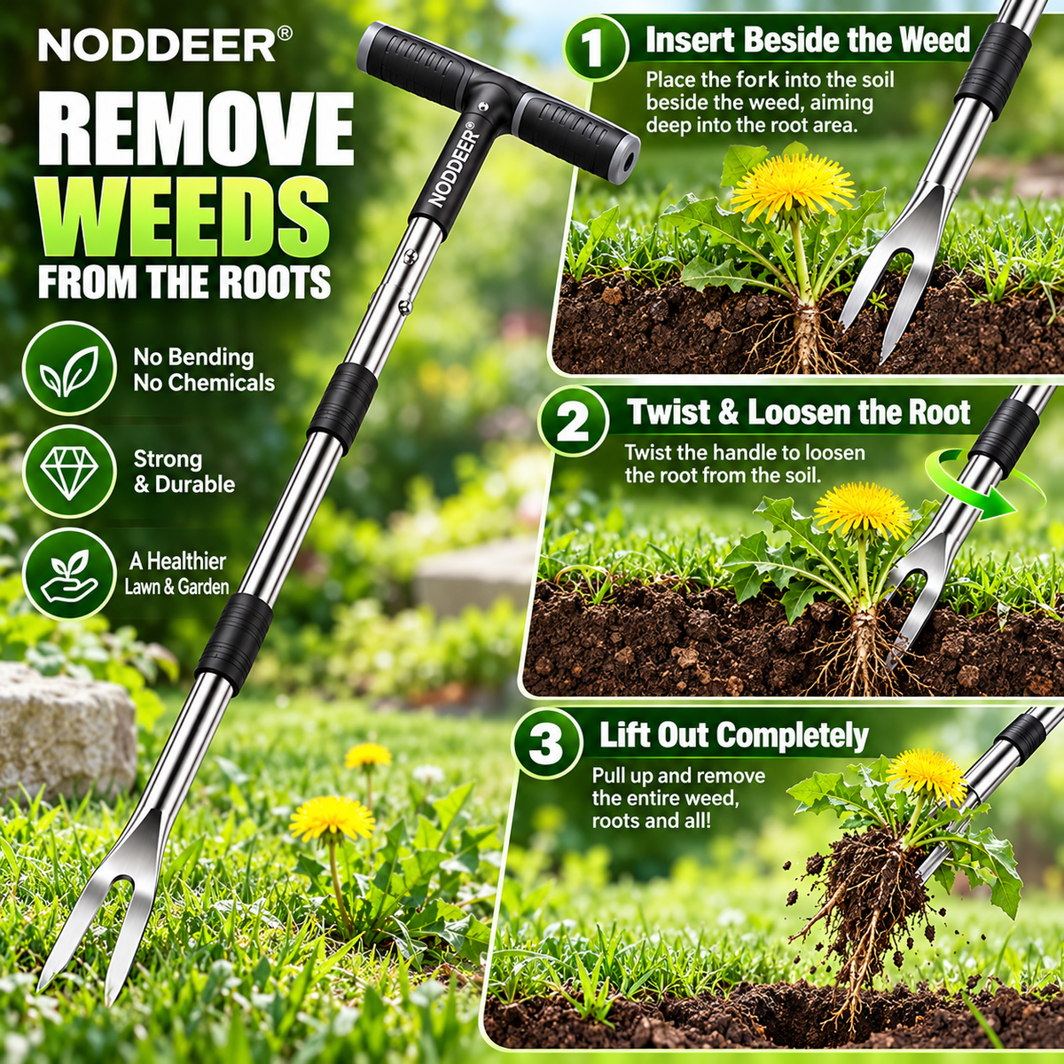 NODDEER® WeedHook Deep-Root Dandelion Removal Tool