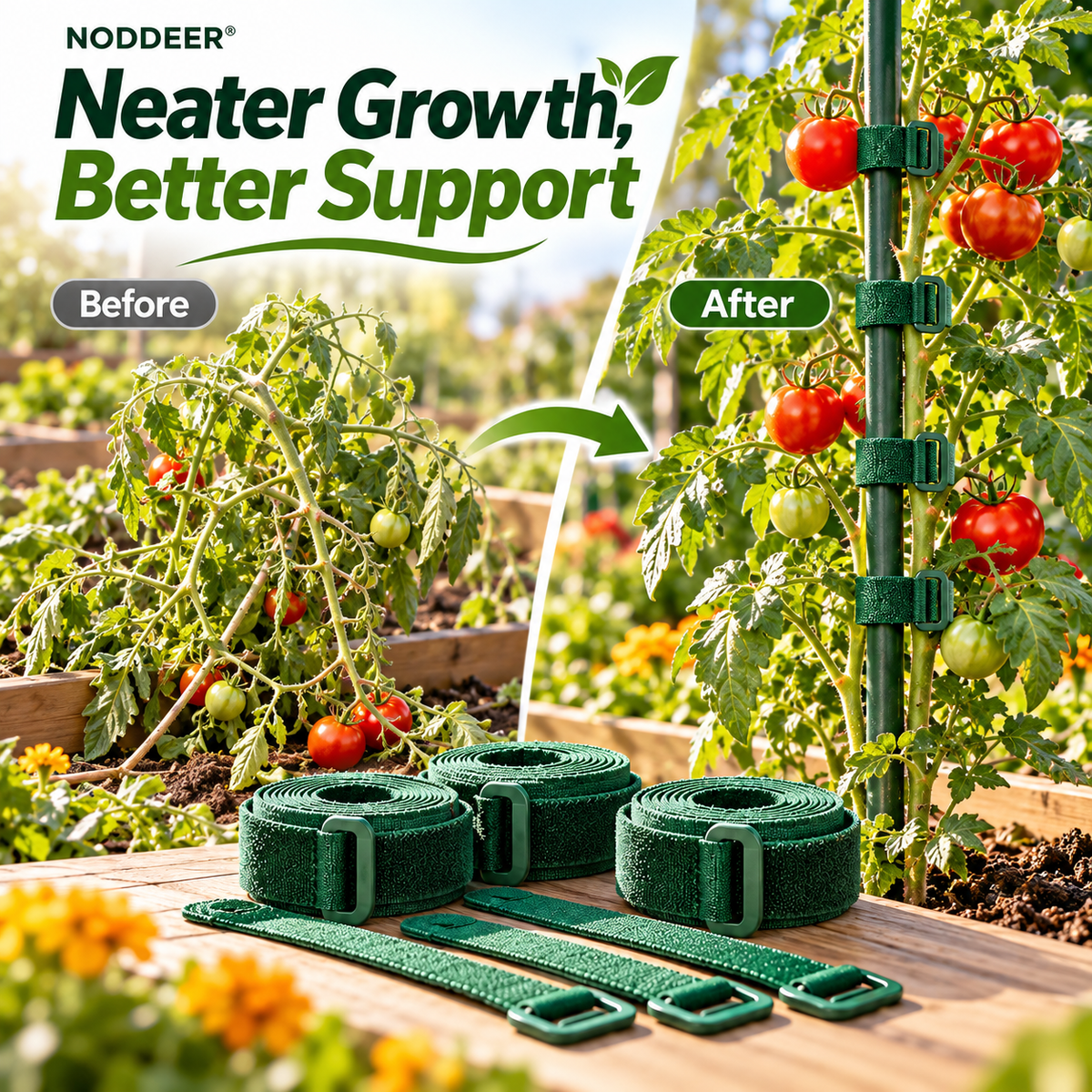 NODDEER® VineLock Reusable Plant Support & Garden Ties